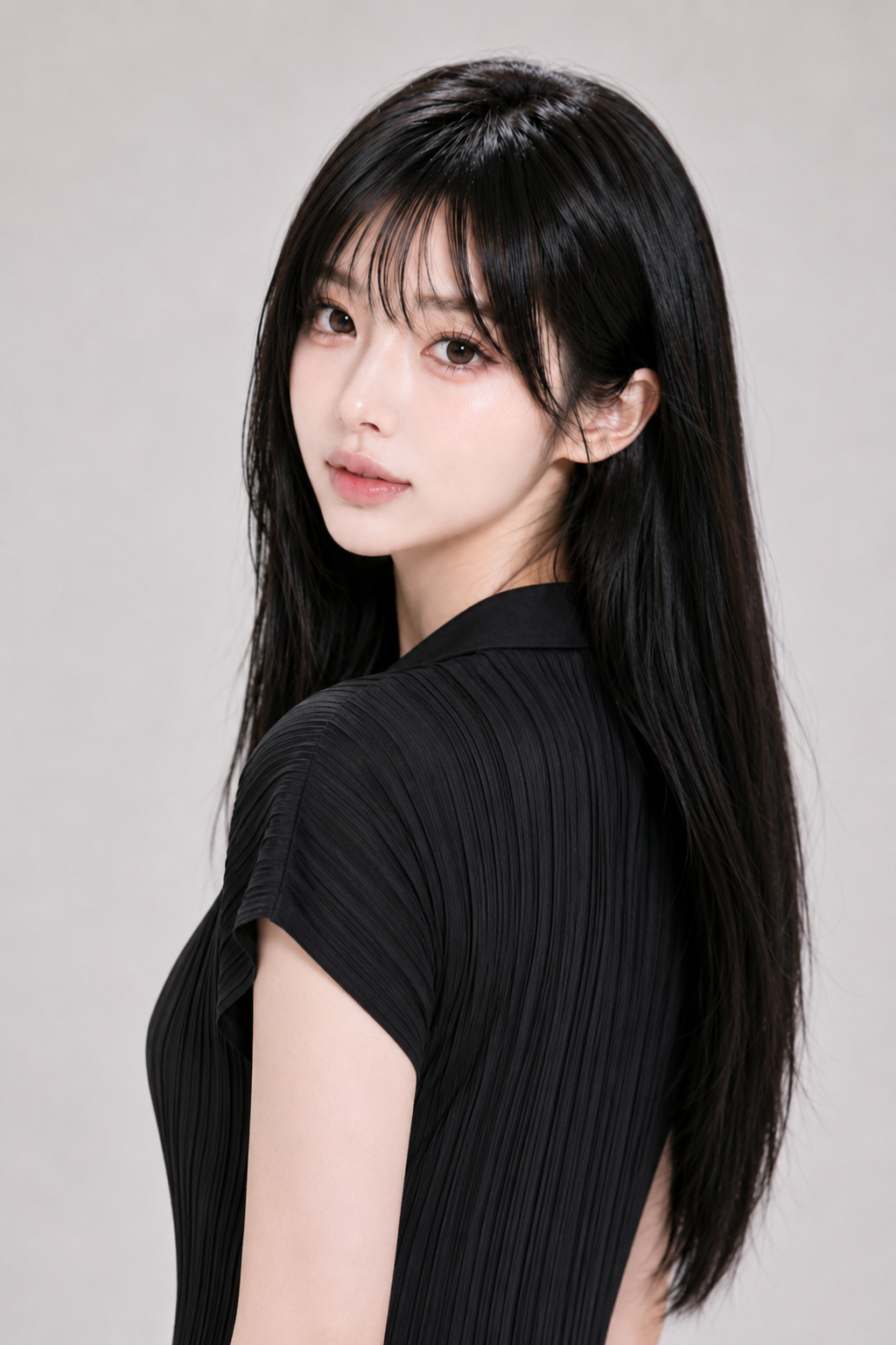 이자벨앤코 블랙 플리츠 상의
